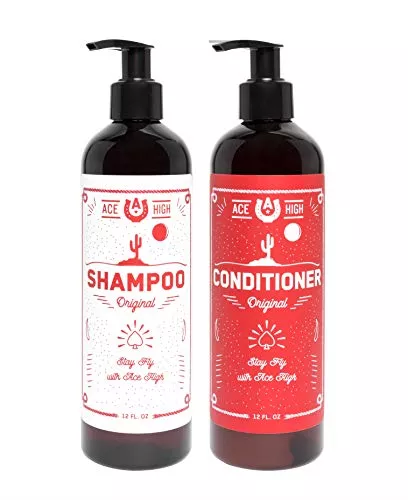 Ace High Men's Shampoo & Conditioner Set - Deep Cleaning, Nourishing Oils, 2 x 12oz