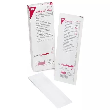 Adhesive Dressing 3M Medipore 3-1/2 X 13-3/4 Inch Soft Cloth Rectangle White Sterile 25/BX