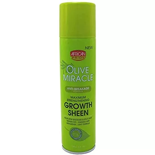 African Pride Olive Miracle Hair Spray - Boosts Shine, Enriched with Olive & Tea Tree Oil - 8oz