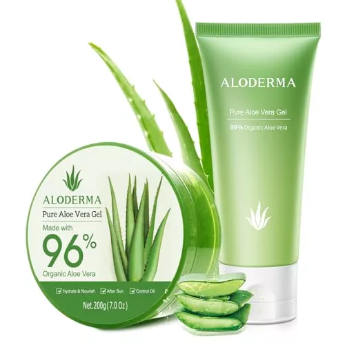 Aloderma Aloe Vera Gel Set - Intense Hydration, Organic Ingredients - 200g & 114g