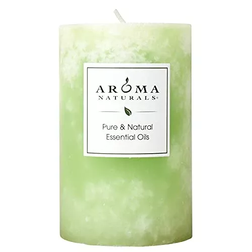 Aroma Naturals Pillar Candle - Refreshing Verbena Blend, All-Cotton Wick, 50-Hour Burn - 2.5x4 inch