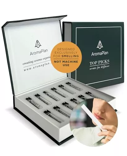 AromaPlan Aromatherapy Sample Set - 12 Premium Fragrance Samples for Scent Discovery - 0.5ml Each
