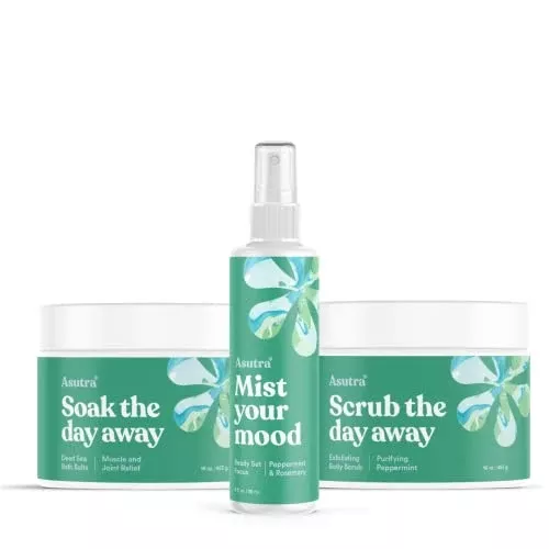 ASUTRA Peppermint Aromatherapy Bundle - Invigorating Essential Oils & Skin Care - 4oz, 16oz, 16oz