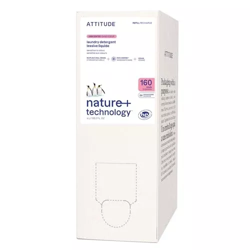 ATTITUDE Concentrated Laundry Detergent - EWG Verified, Vegan, Plant-Based - 160 Loads, 135.26 Fl Oz