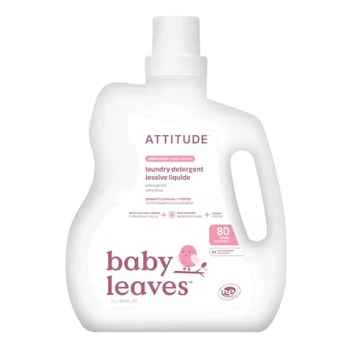 ATTITUDE Concentrated Laundry Detergent - EWG Verified, Vegan, Unscented, 80 Loads - 67.6 Fl Oz