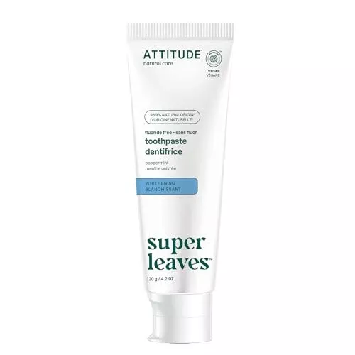 ATTITUDE Fluoride-Free Toothpaste - Whitening, Vegan, Plant-Based, Biodegradable - 4.2 oz