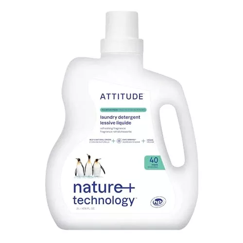 ATTITUDE Liquid Laundry Detergent - EWG Verified, Vegan, High Performance, 40 Loads - 67.6 Fl Oz