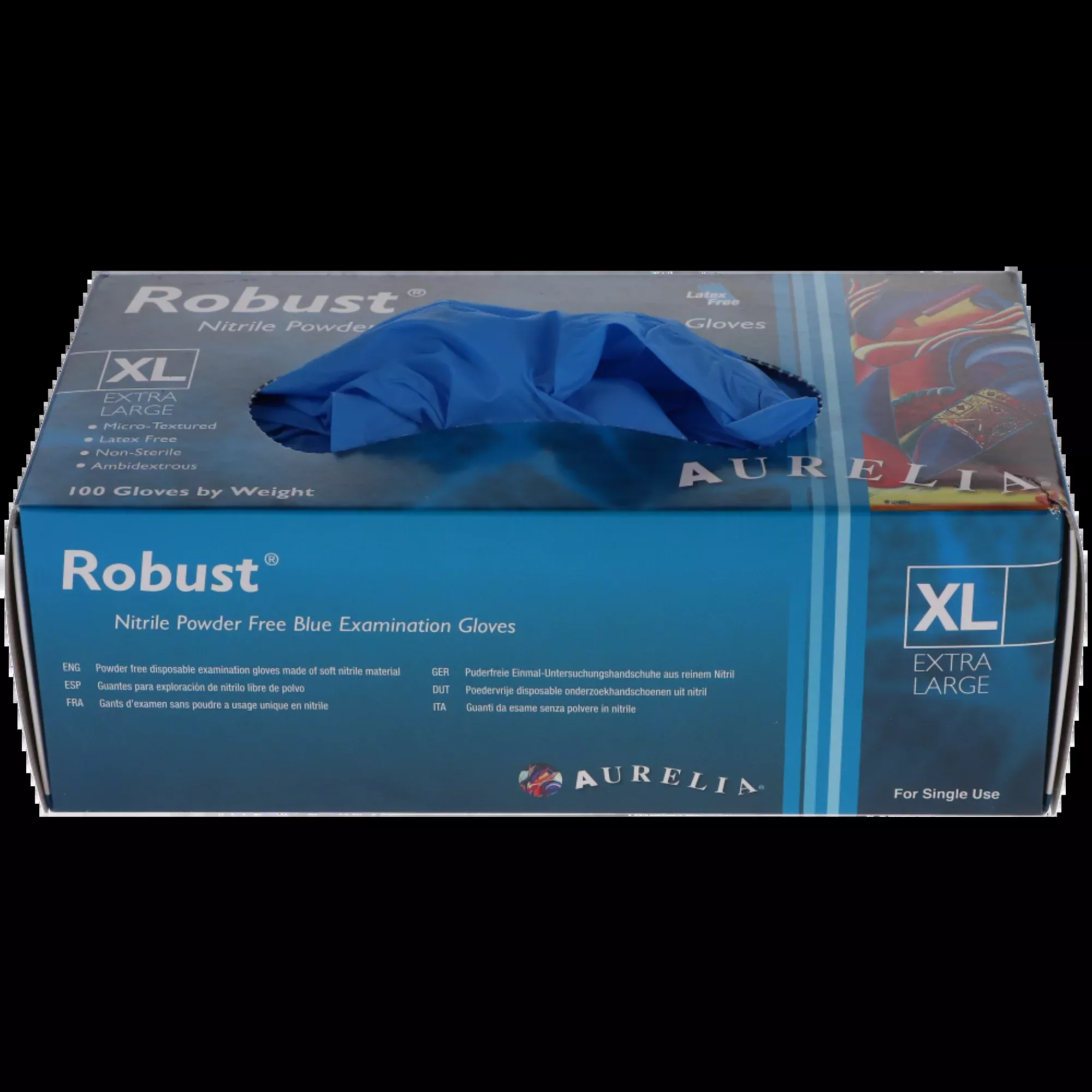 Aurelia Robust Blue Nitrile Gloves X-Large 100/Box