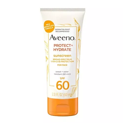Aveeno Sunscreen - Hydrating SPF 60 with Prebiotic Oat, Water Resistant - 2.0 FL OZ