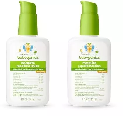 Babyganics Bug Repellent Lotion - Plant-Based Essential Oils, Non-Greasy - 4oz (Pack of 2)