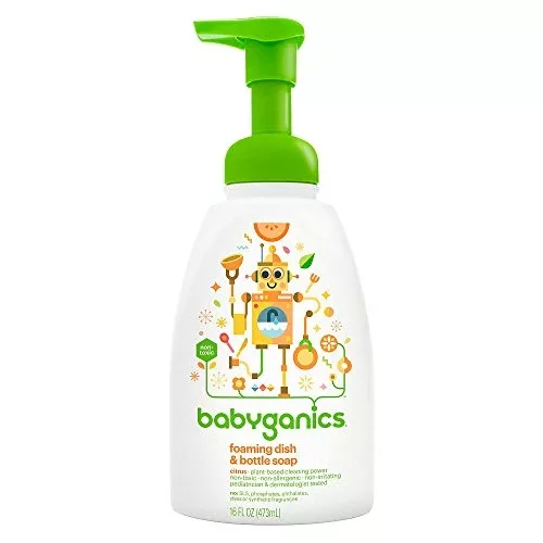 Babyganics Foaming Dish Soap - Non-Toxic, Plant-Derived Cleaning, Citrus Scent - 16 Fl Oz