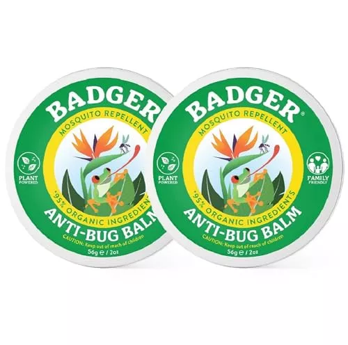 Badger Bug Repellent - Organic Mosquito Protection, Family Friendly Balm, 2oz Travel Size (2 Pack)