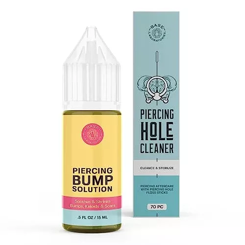 Base Labs Piercing Aftercare Kit - Reduces Keloid Bumps, Cleans & Heals - Lavender & Rosemary, 0.5oz