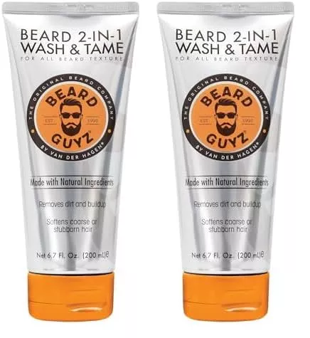 Beard Guyz 2-in-1 Beard Shampoo - Deep Cleans, Softens with Argan Oil & Vitamin E - 6.7oz Pack of 2