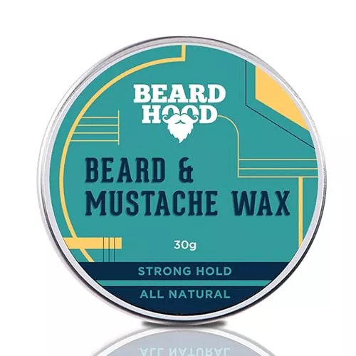BEARDHOOD Mustache & Beard Wax - Superior Hold, Natural Ingredients, Musky Scent - 30g