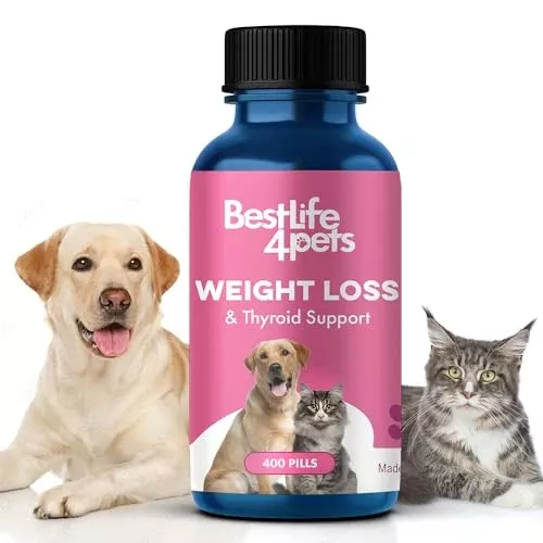 BestLife4Pets Weight & Thyroid Support - Natural Appetite Control, Metabolism Boost - 400 Pills