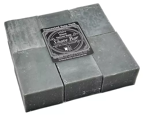 Big Crazy Buffalo Bison Tallow Shaving Soap - Moisturizing, Razor Friendly, 6 Pack, Unscented