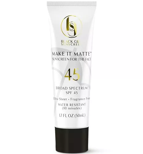 BLACK GIRL SUNSCREEN Make It Matte SPF 45 - Broad Spectrum, No White Residue, Vegan - 3oz
