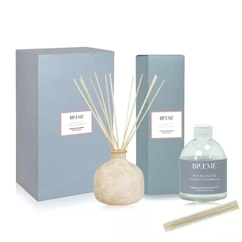 BLUEME Aromatherapy Diffuser & Refill - Tranquil Oakmoss & Sandalwood, Handmade Ceramic - 5.92oz