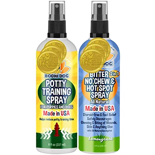 Bodhi Dog Bitter No Chew & Housebreaking Spray Bundle - Natural Training Aid, 8oz Each