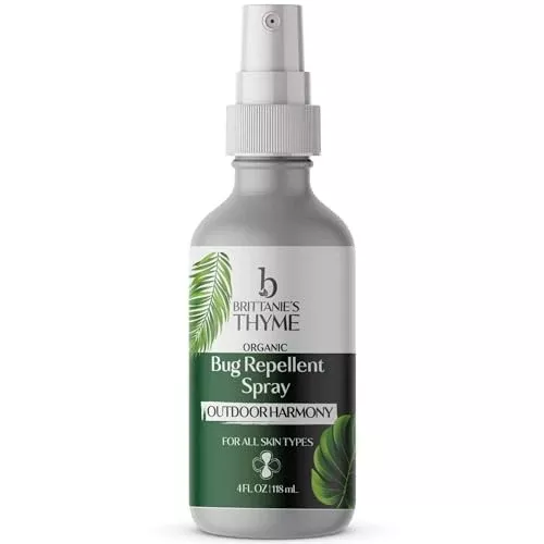 Brittanie's Thyme Bug Repellent Spray - DEET-Free, Skin Conditioning, Safe for Kids & Pets - 4oz