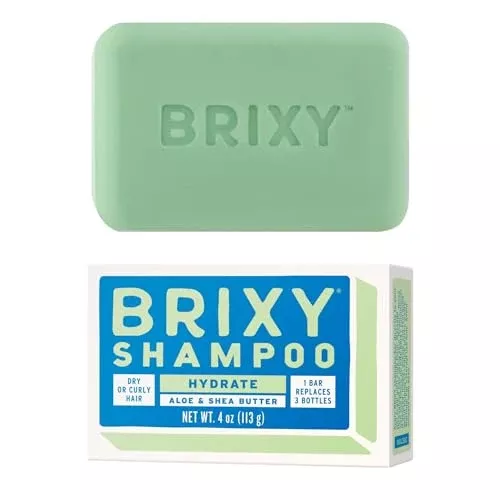 BRIXY Hydrating Shampoo Bar - Boosts Moisture, pH Balanced, Vegan, Color Safe - Aloe & Shea Butter