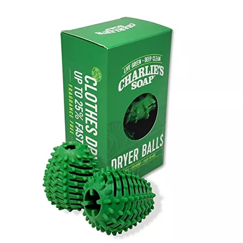 Charlie's Soap Dryer Balls - Reusable, Durable, Energy-Saving, Wool-Free - 2 Pack