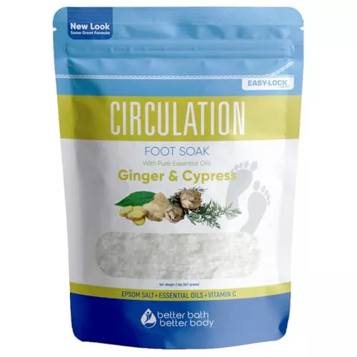 Circulation Foot Soak - Revitalizing with Epsom Salt, Ginger, & Eucalyptus Essential Oils - 2 lbs