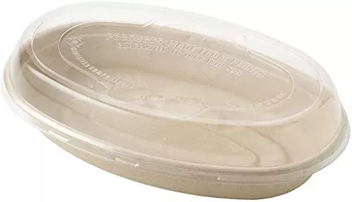 Compostable Bowl 32oz - Biodegradable Fiber for Hot Foods, Oval Shape, 50 Pack
