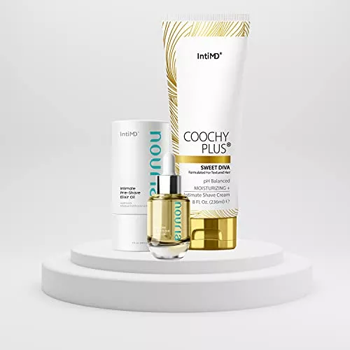 Coochy Plus Shaving Kit - Hydrating Relief for Razor Burn & Ingrown Hair - 1oz Oil & 8oz Cream