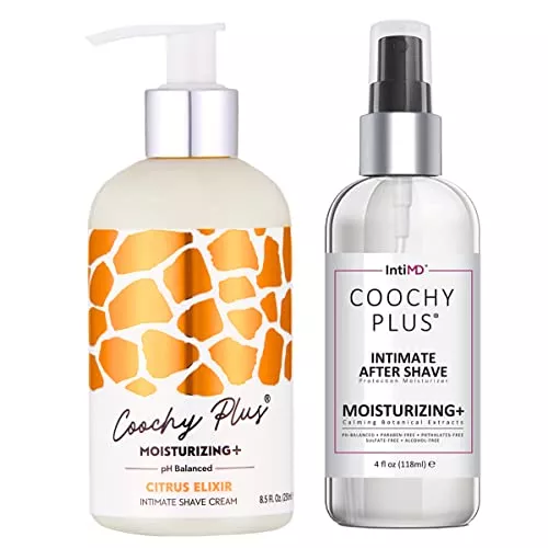 Coochy Plus Shaving Kit - Prevents Razor Burns & Ingrown Hairs, Citrus Elixir, 6oz