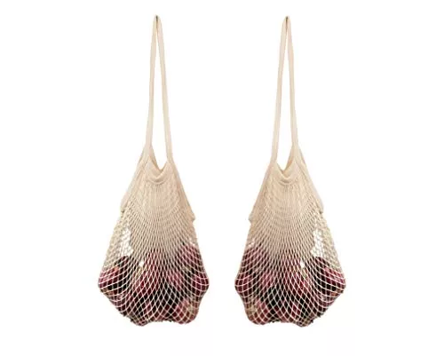 Cotton Mesh Produce Bags - Extend Vegetable Freshness, 100% Cotton, Washable - 2 Pack