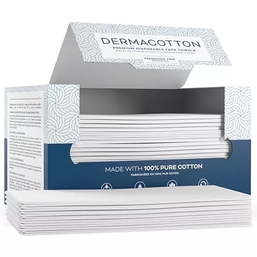 Dermacotton Facial Cloth - Super Soft, Hypoallergenic, 100% Biodegradable - 80 Pack, 10x8 inches