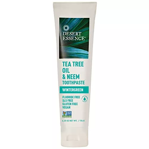 Desert Essence Toothpaste - Fights Plaque, Refreshing Neem & Tea Tree Oil - 176g