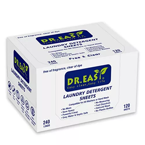 DR.EASY Laundry Detergent Sheets - Powerful Clean, Safe for Baby & Pets, 240 Loads