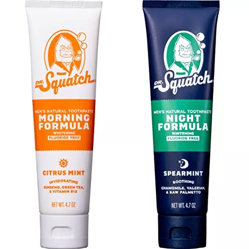 Dr. Squatch Teeth Whitening Toothpaste Kit - Fluoride-Free, Enamel Support, 4.7oz (2 Tubes)