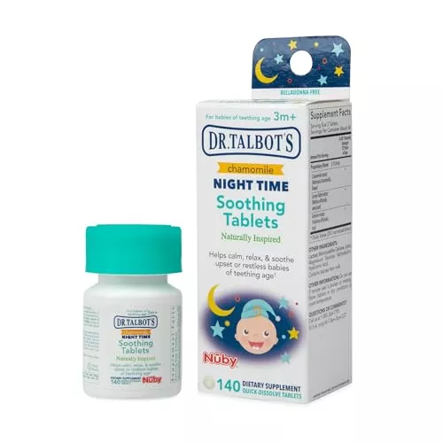 Dr. Talbot's Night Time Chamomile Soothing Tablets - Quick Relief for Teething Babies - 140 Count