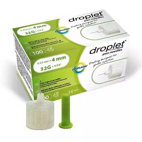 Droplet Pen Needle 32g (0.23mm) X 4mm (100 Count)- Box of 100