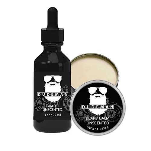 DUDEMAN Beard Oil & Balm - All-Natural Conditioning for Softer, Smoother Beard - 2oz