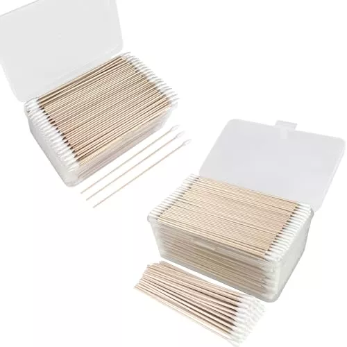 Durable Cotton Swabs - 100% Natural Cotton, Reusable Storage Case, 1100ct for Makeup & Cleaning