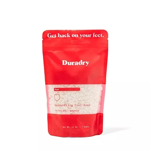 Duradry Foot Soak - Deep Cleansing & Deodorizing with Dead Sea Salt, Tea Tree & Spearmint - 14 Oz