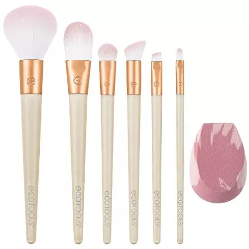 EcoTools Makeup Brush Set - Buildable Coverage, Plant-Based & Recycled Materials - 7 Pieces