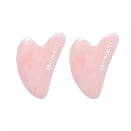 ESW Beauty Gua Sha - Reduces Fine Lines, Enhances Circulation, Rose Quartz - Multipack