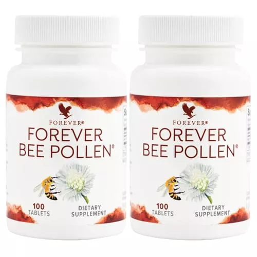 Forever Living Superfood - Energy Boosting, Nutrient-Rich Bee Pollen Tablets - 100 Count (2 Pack)