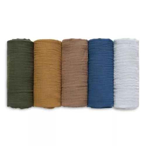 Gentle Touch Baby Swaddle - Soft 100% Organic Cotton, Versatile Use - 5 Pack Neutral Colors