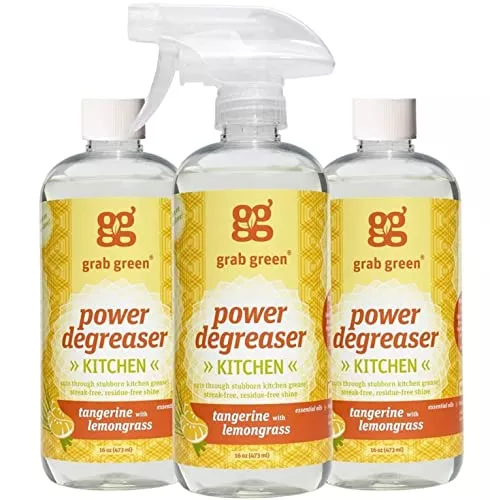 Grab Green Kitchen Degreaser - Cuts Grease, Plant-Based, Biodegradable - 16oz (Pack of 3)