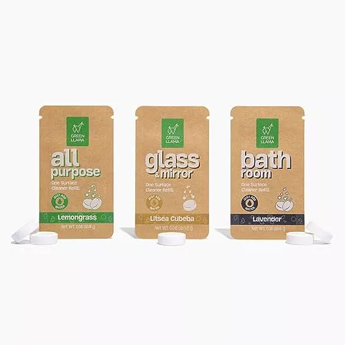 Green Llama Household Cleaner Tablets - Natural Stain Removal, Compostable Pack, 12ct