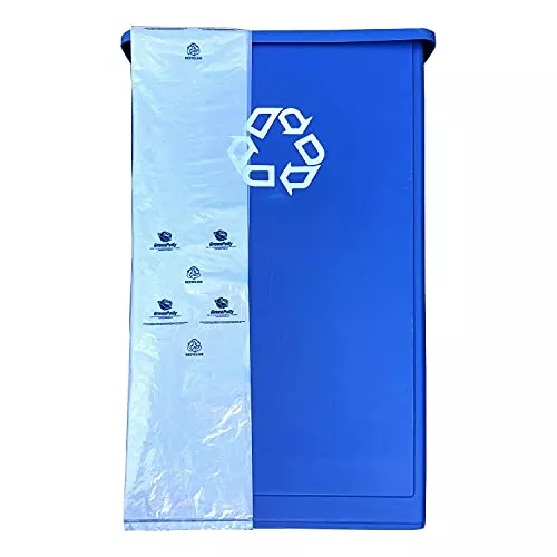 GreenPolly Clear Recycling Liners - Durable, BPA-Free, Compliant - 33 Gallon, 100 Count