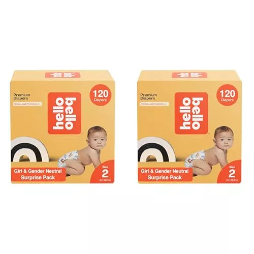 Hello Bello Diapers - Hypoallergenic, Soft Cloth-Like Feel, Assorted Patterns - Size 2, 120 Count