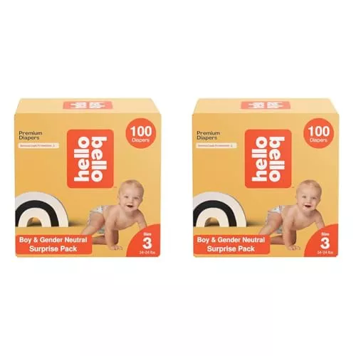 Hello Bello Diapers - Hypoallergenic, Soft Feel, Assorted Patterns for Boys - 100 Count Pack